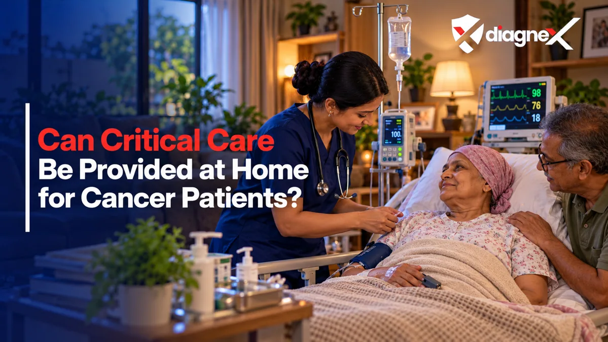 Featured illustration for Can Critical Care Be Provided at Home for Cancer Patients? on the Diagnex healthcare blog