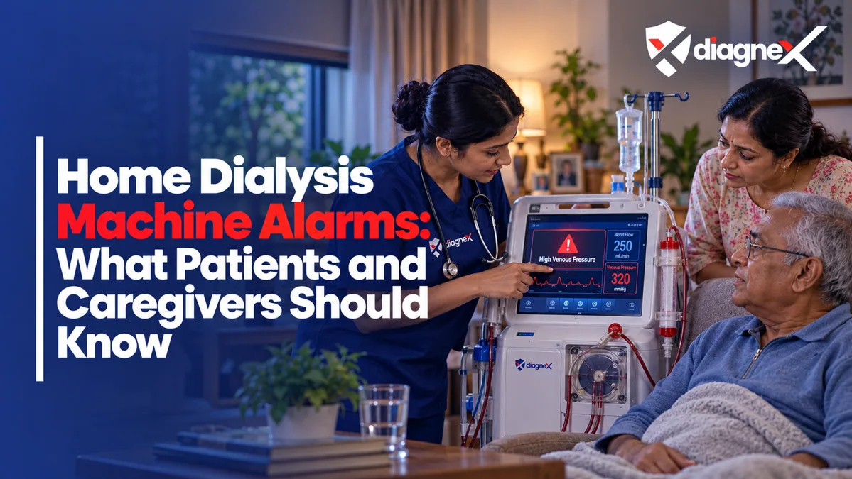Featured illustration for Home Dialysis Machine Alarms: What Patients and Caregivers Should Know on the Diagnex healthcare blog