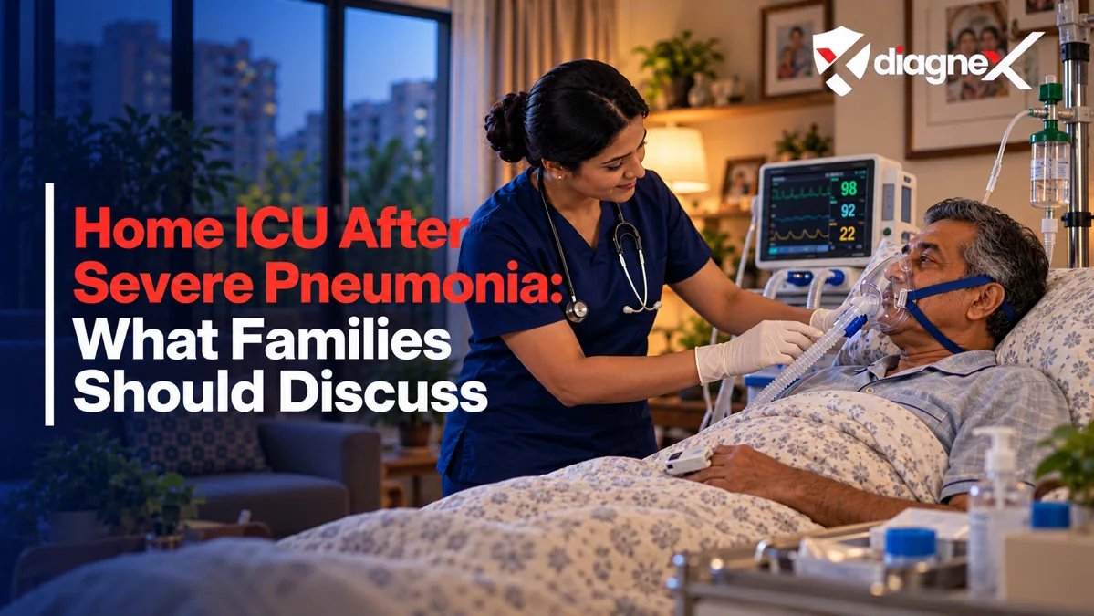 Featured illustration for Home ICU After Severe Pneumonia: What Families Should Discuss on the Diagnex healthcare blog