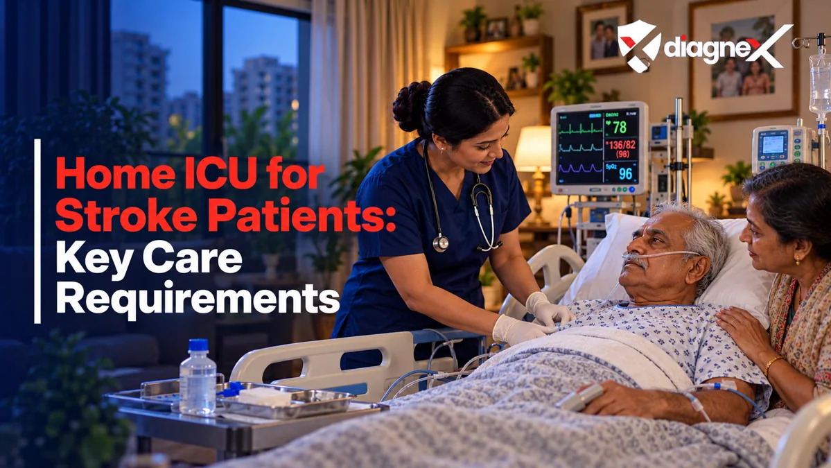 Featured illustration for Home ICU for Stroke Patients: Key Care Requirements on the Diagnex healthcare blog