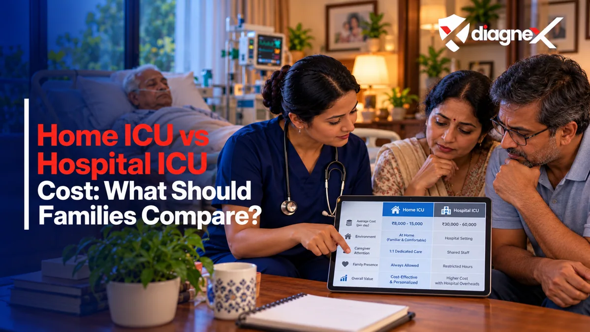 Featured illustration for Home ICU vs Hospital ICU Cost: What Should Families Compare? on the Diagnex healthcare blog