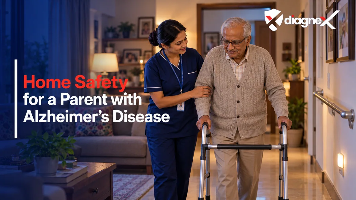 Featured illustration for Home Safety for a Parent with Alzheimer's Disease on the Diagnex healthcare blog