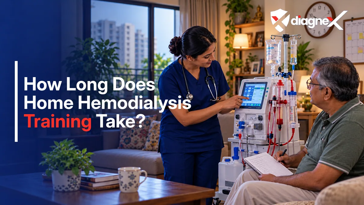 Featured illustration for How Long Does Home Hemodialysis Training Take? on the Diagnex healthcare blog