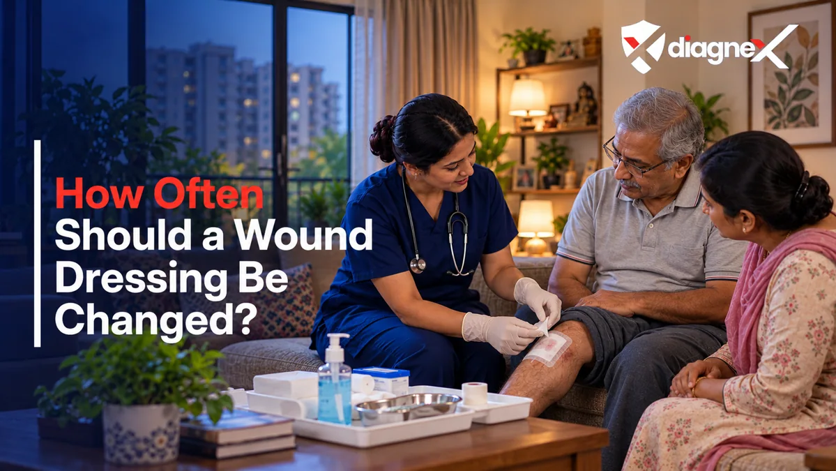 Featured illustration for How Often Should a Wound Dressing Be Changed? on the Diagnex healthcare blog