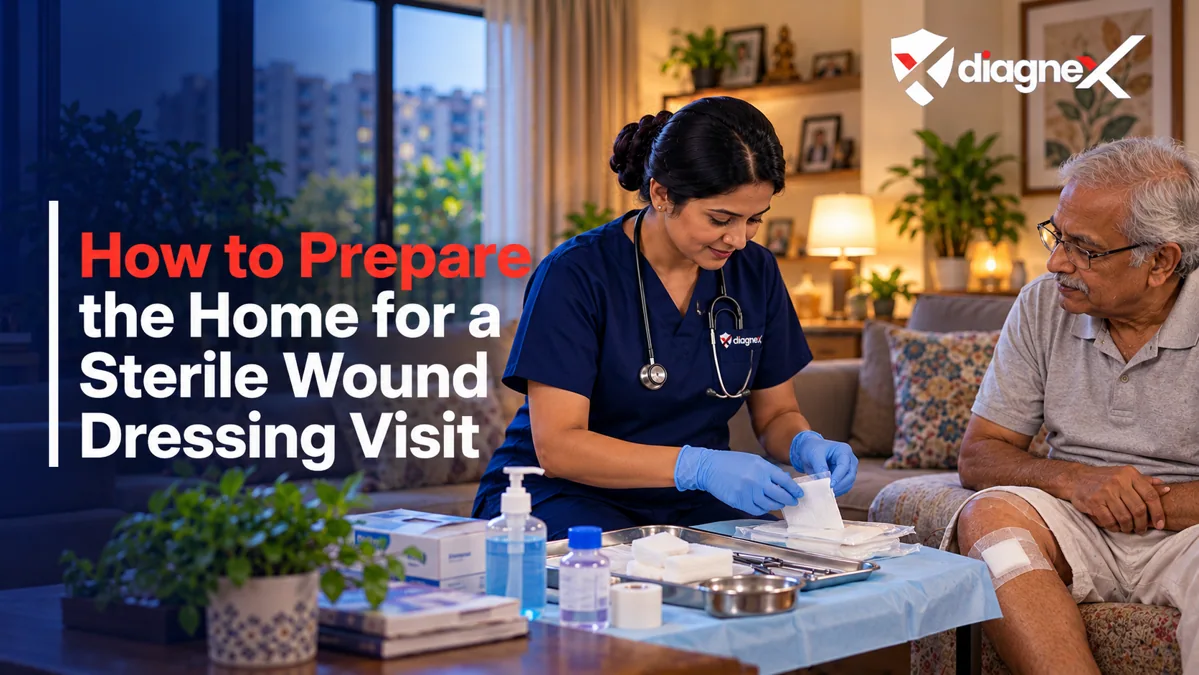 Featured illustration for How to Prepare the Home for a Sterile Wound Dressing Visit on the Diagnex healthcare blog
