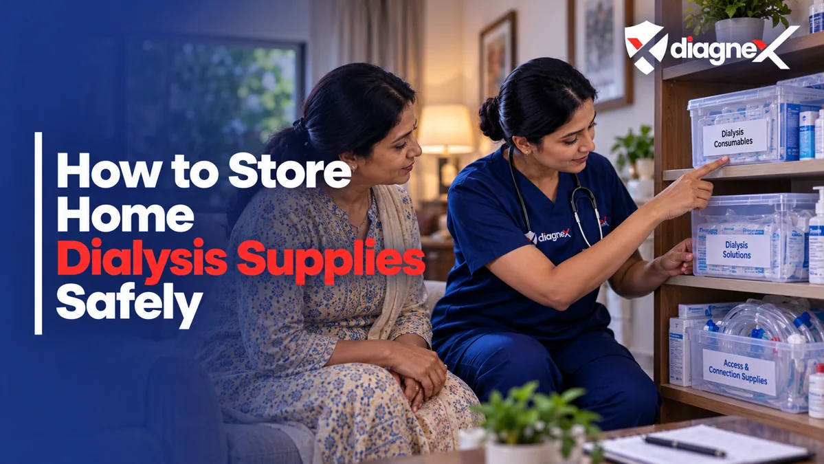Featured illustration for How to Store Home Dialysis Supplies Safely on the Diagnex healthcare blog