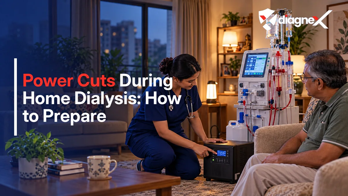 Featured illustration for Power Cuts During Home Dialysis: How to Prepare on the Diagnex healthcare blog