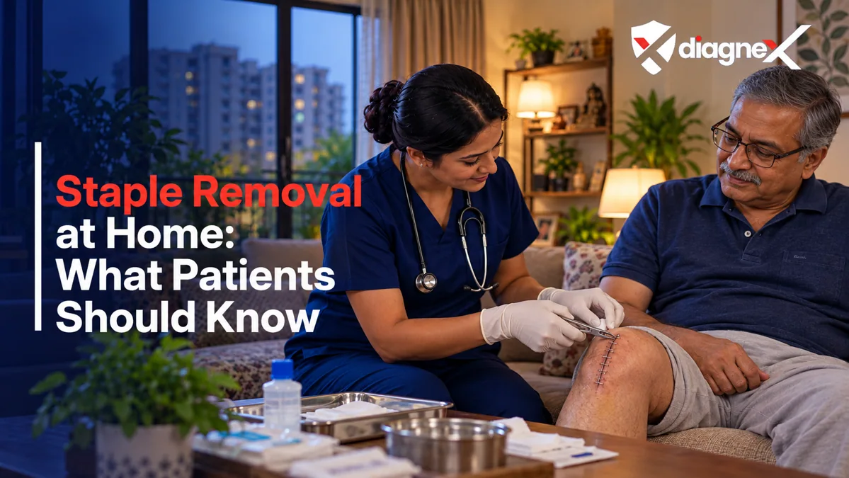 Featured illustration for Staple Removal at Home: What Patients Should Know on the Diagnex healthcare blog