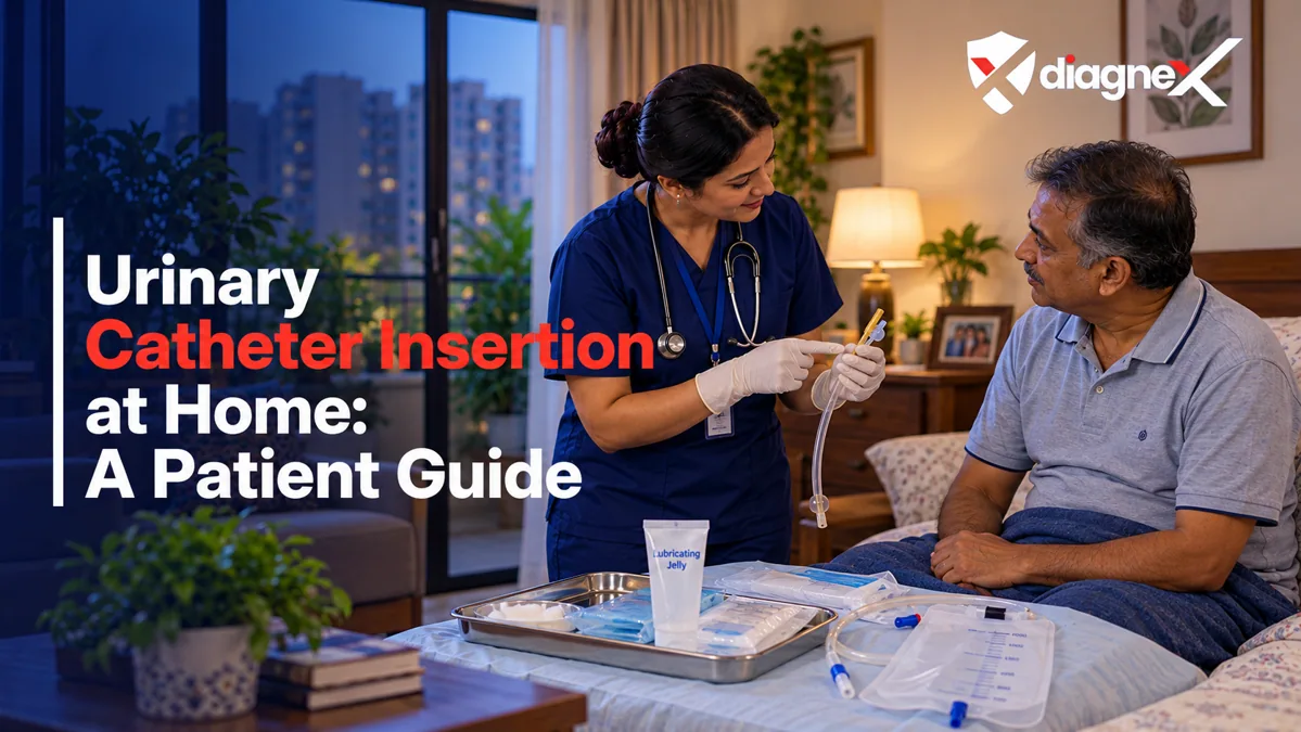 Featured illustration for Urinary Catheter Insertion at Home: A Patient Guide on the Diagnex healthcare blog