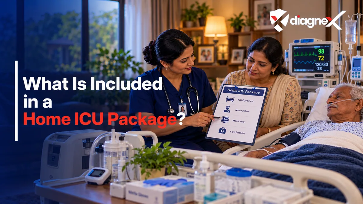 Featured illustration for What Is Included in a Home ICU Package? on the Diagnex healthcare blog