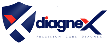 Diagnex Healthcare logo representing trusted diagnostic services, pathology testing, pharmacy, vaccinations, hemodialysis, and healthcare solutions across Kolkata and Howrah.